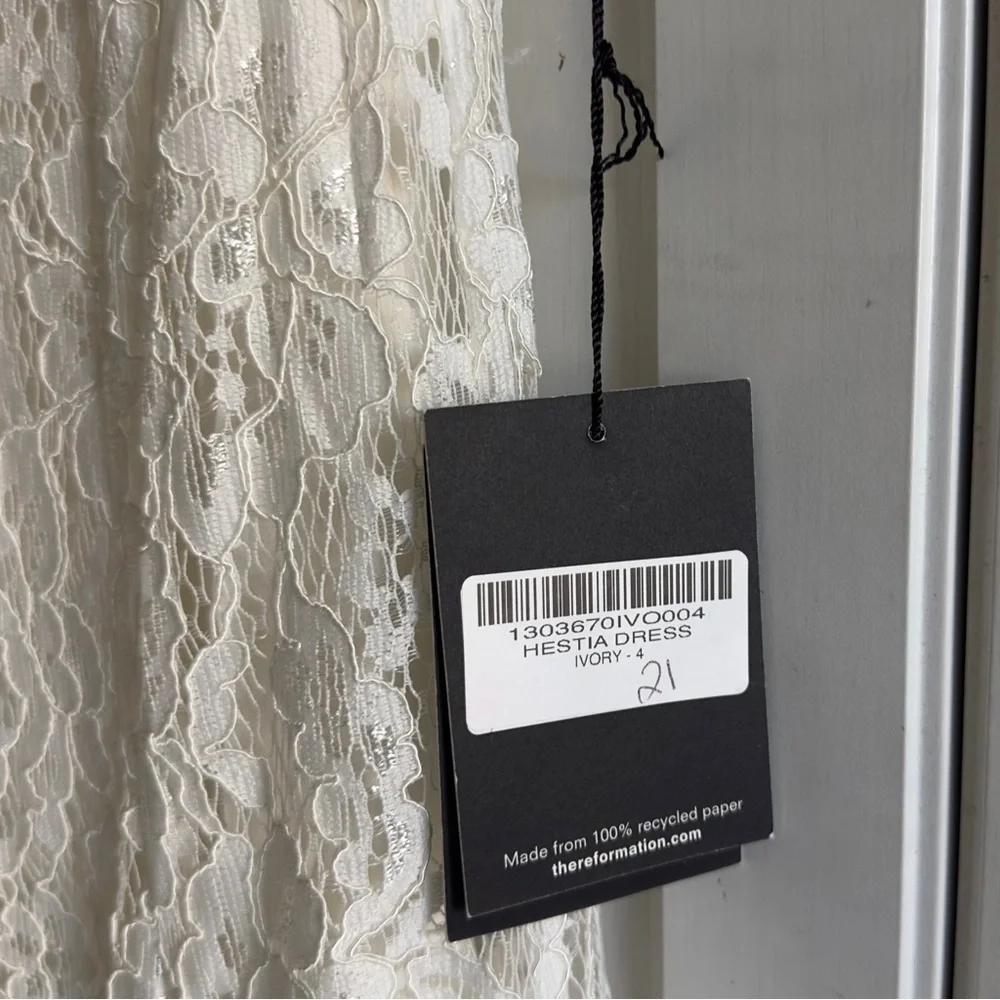 Reformation Hestia Lace Dress in Ivory Size 4 - Picture 7 of 10